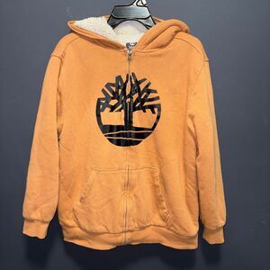 Timberland Kids Sharpa Lined Full Zip Up Hoodie Large 14-16 Tan Ivory Sweatshirt